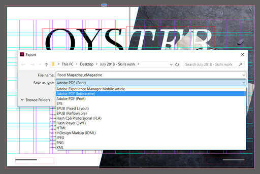 Screenshot of InDesign Save Menu 