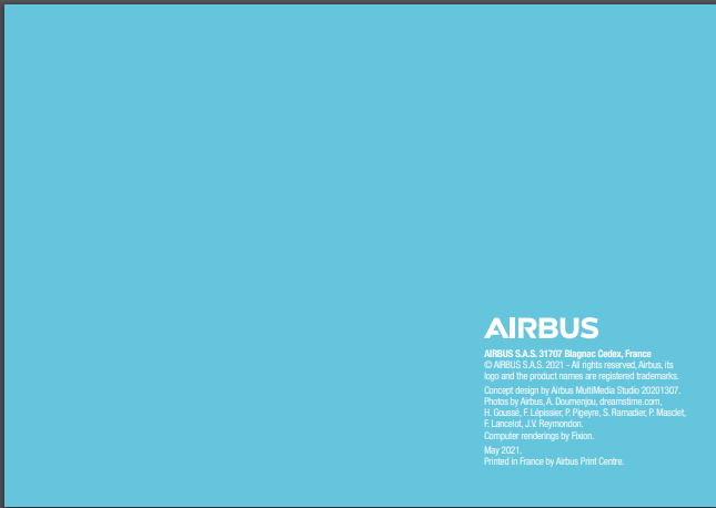 Screenshot of Airbus' brochure's back page