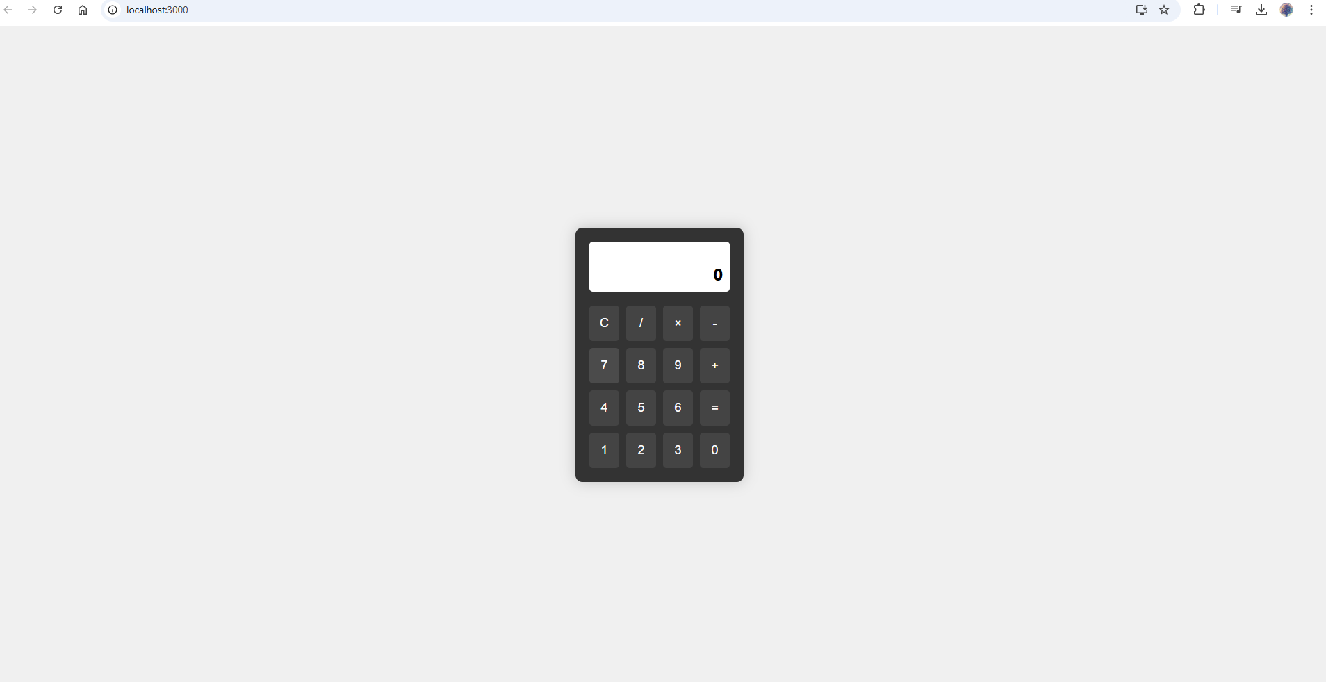 Basic calculator app created using Cursor AI hosted on local host