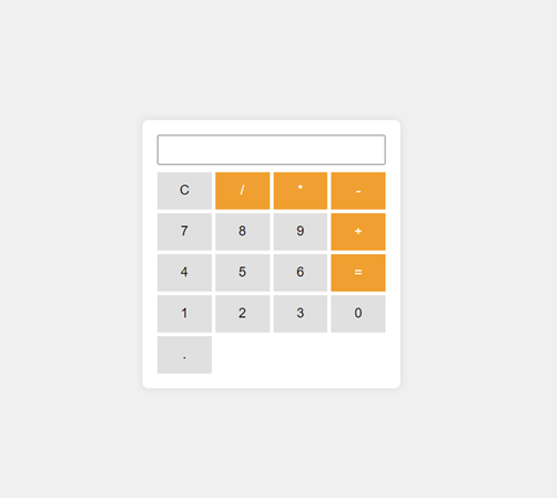 The resulting basic calculator with the numbers and operations.