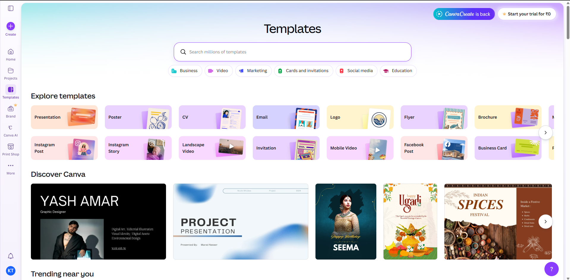 Canva's template-based design platform for social media marketing and AI-powered Magic Layers.