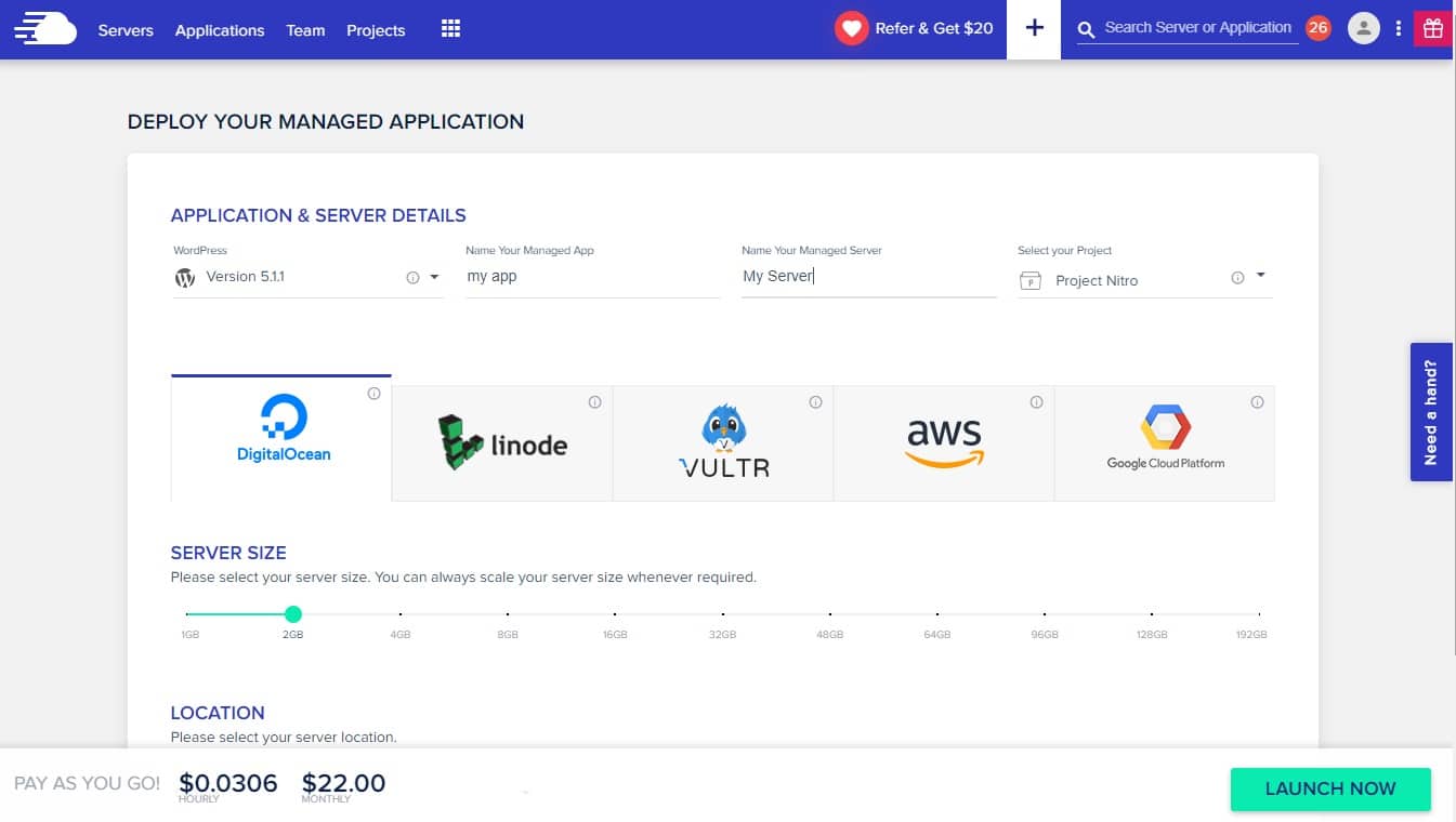 Screenshot of Cloudways Dashboard