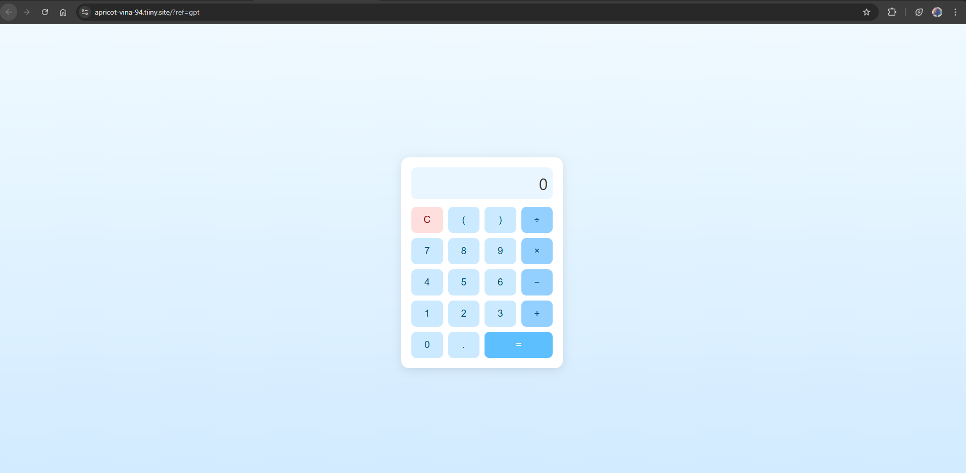 the live website on tiiny host