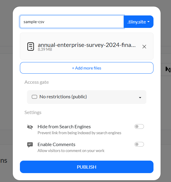 Enter a link name to get customized subdomain