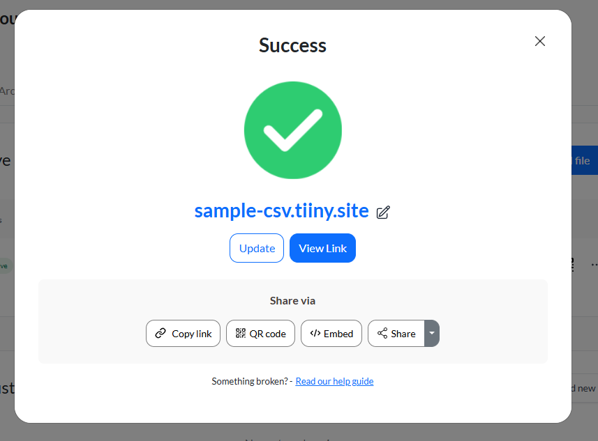 CSV File published