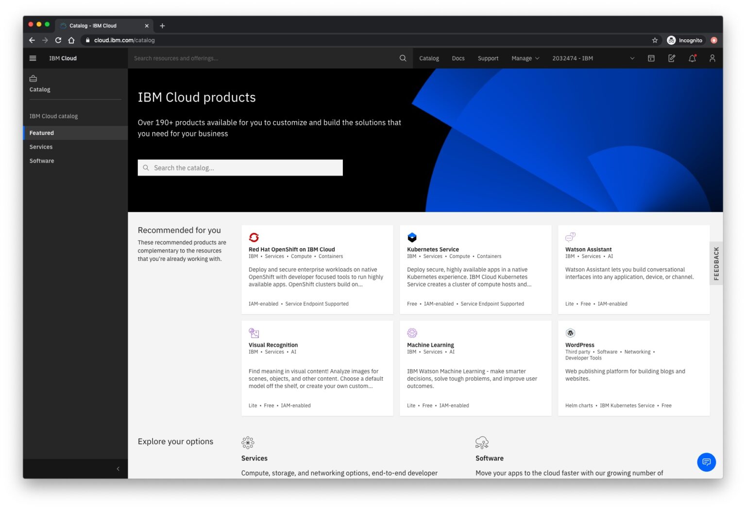 Screenshot of IBM Cloud Dashboard