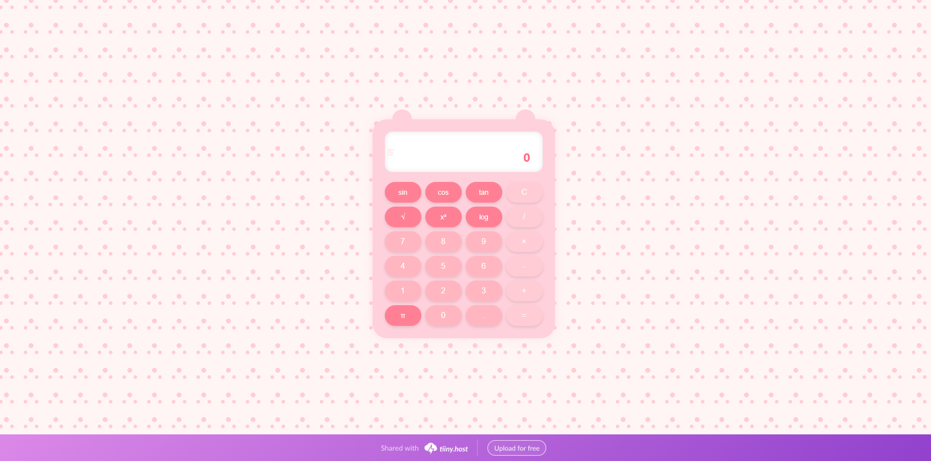 Cat themed calculator created using Cursor AI and hosted on Tiiny.