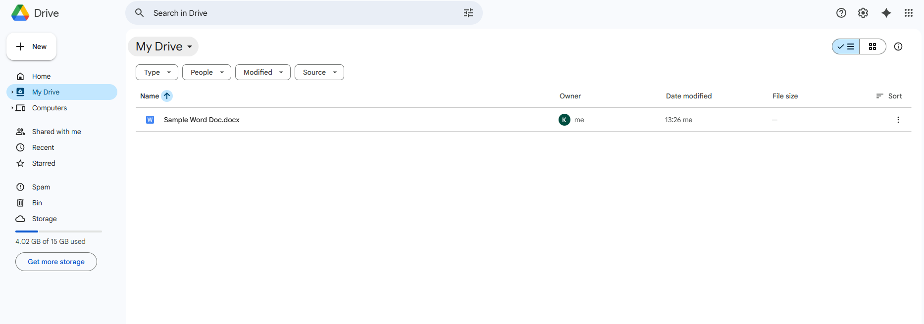 Find list of files uploaded to Google Docs