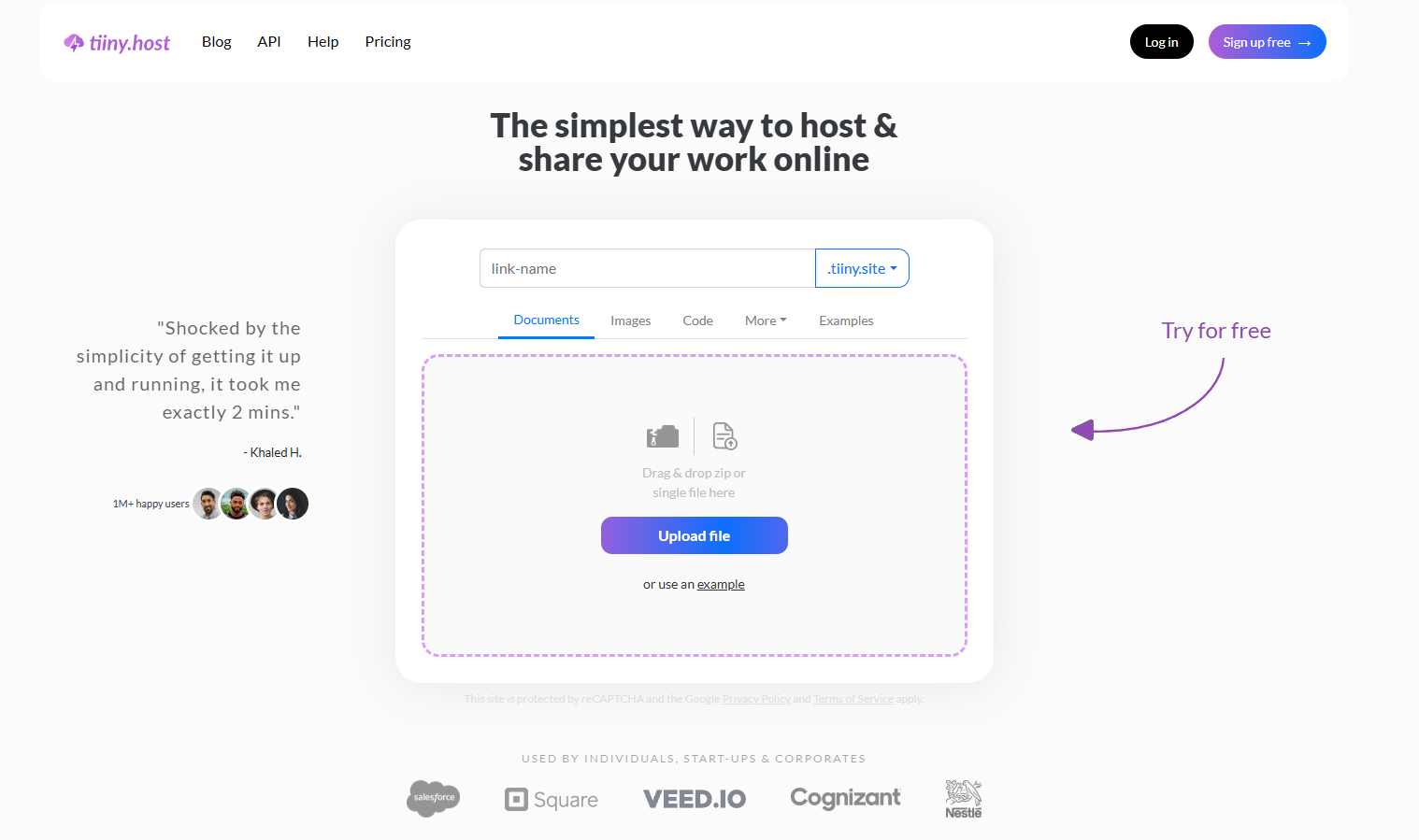 Tiiny Host's homepage