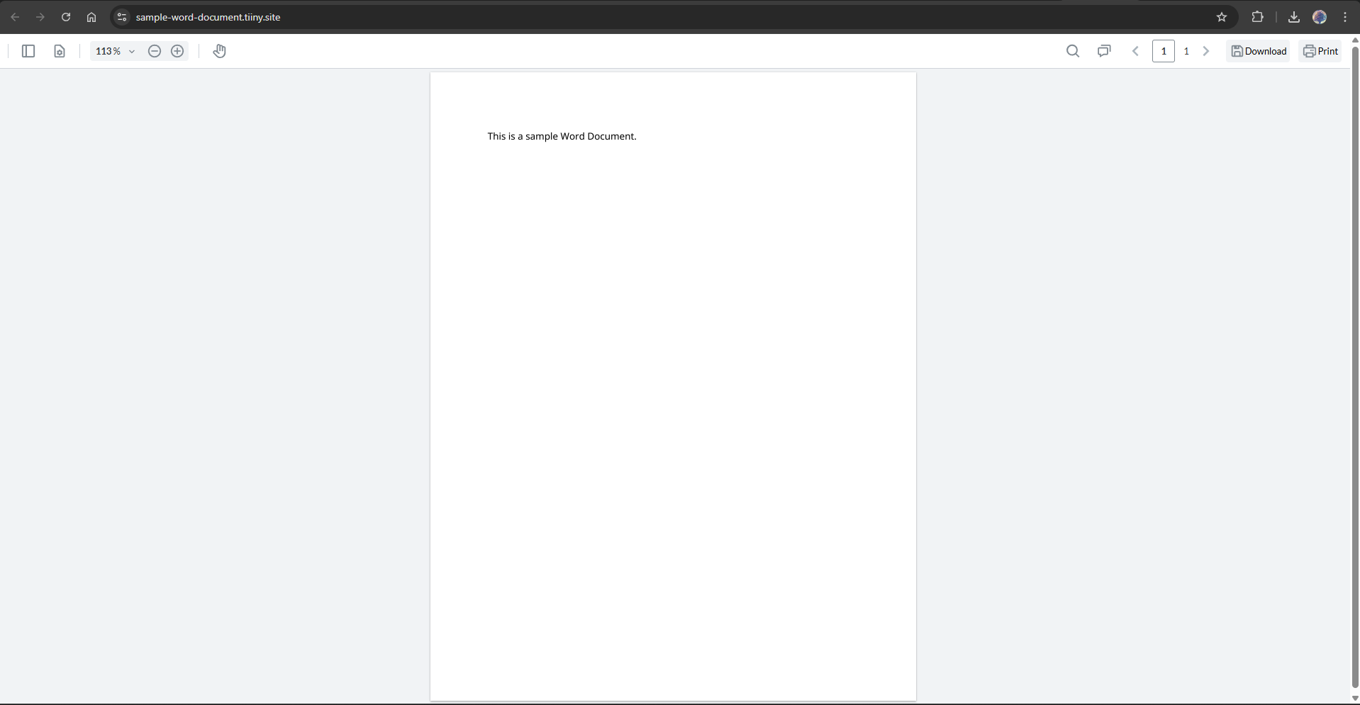 A screenshot of hosted Word Document