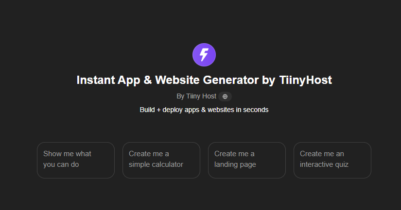 Tiiny Host's Custom GPT that allows you to create apps and sites within seconds