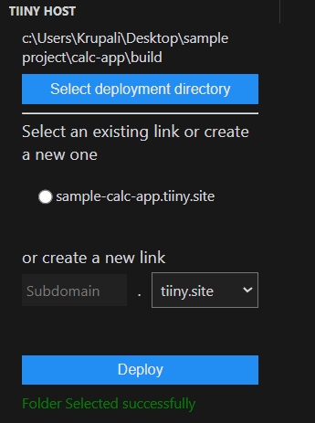 The Tiiny Host extension on Cursor AI interface to update and deploy directly through the Cursor's code editor.