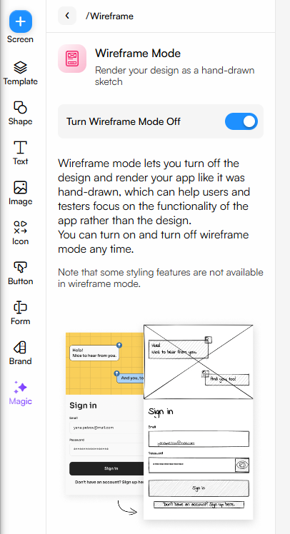 Way to turn off the wireframe mode off, by selecting Magic from left hand menu and then selecting wireframe option and turning the mode off.