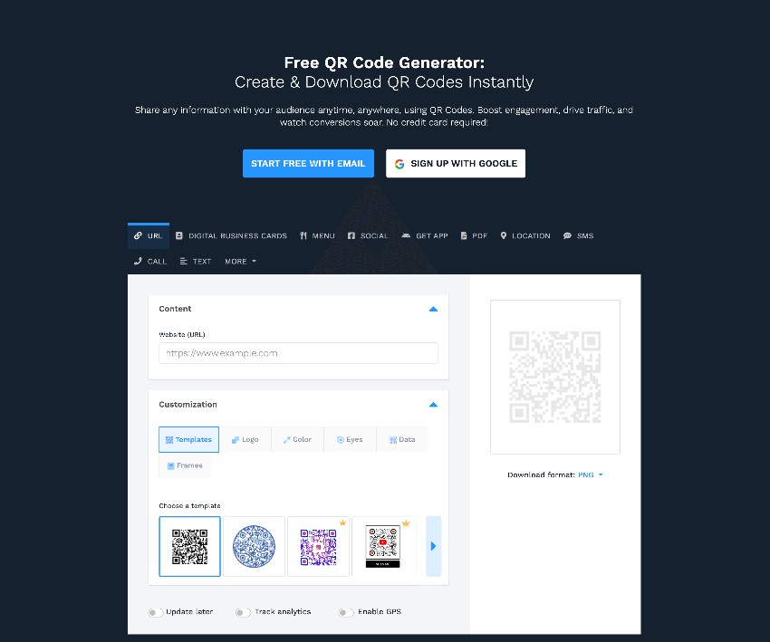 uniqode qr code generation landing page